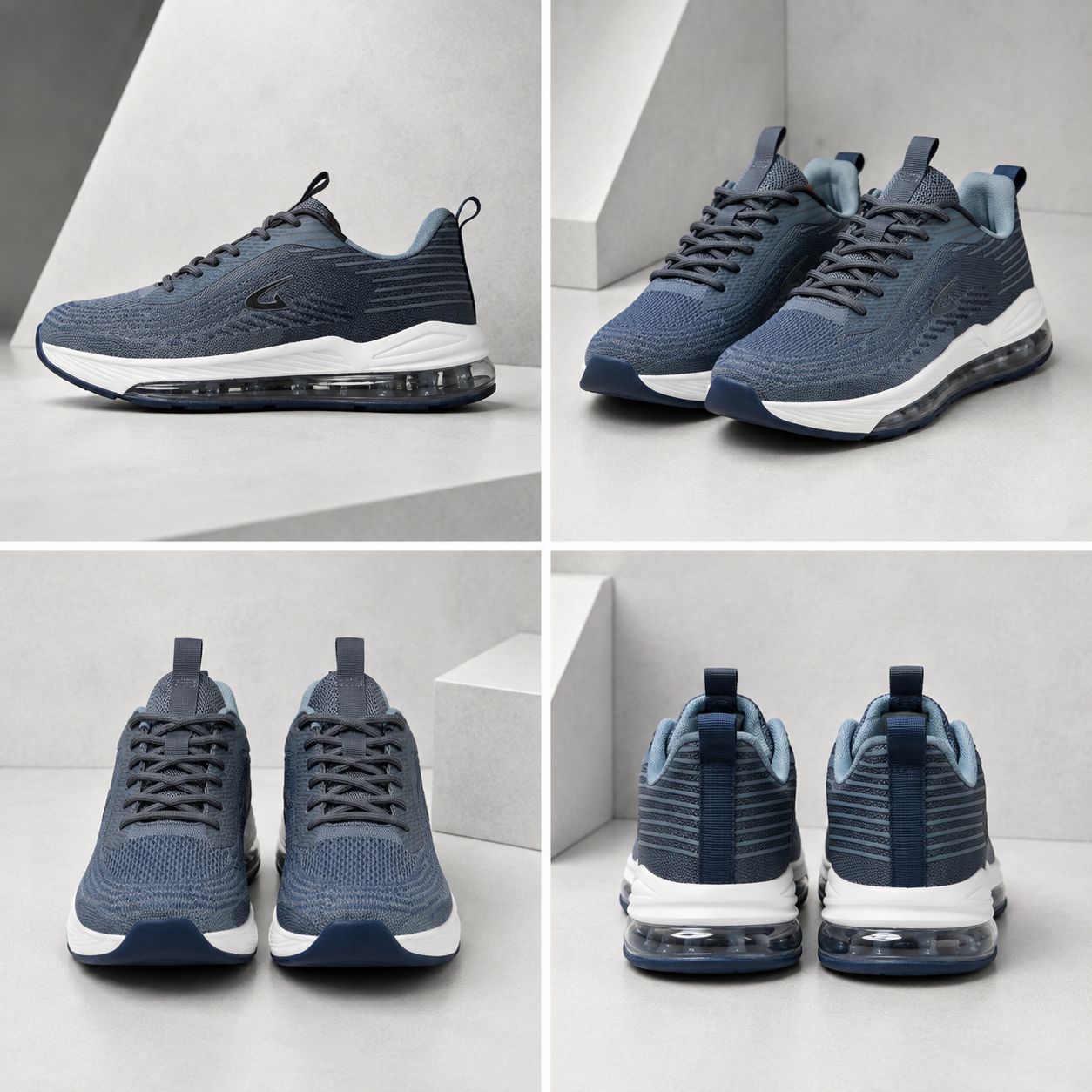 Men’s Air-Cushioned Athletic Sneakers – Blue Grey