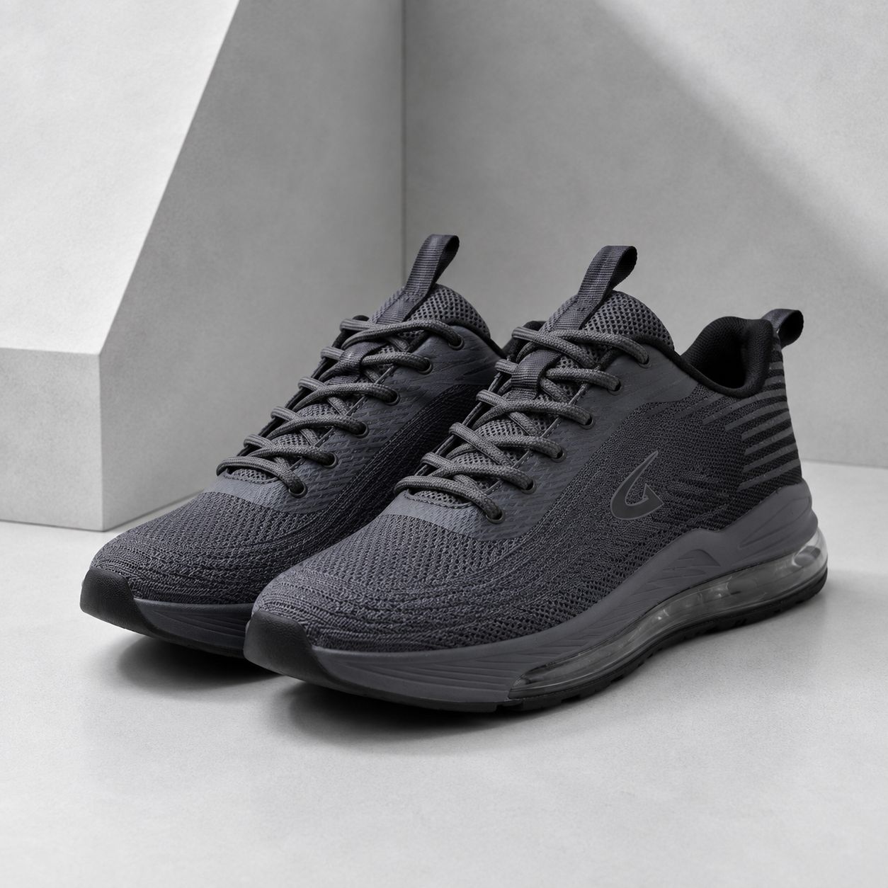 Men’s Air-Cushioned Athletic Sneakers – Charcoal Grey