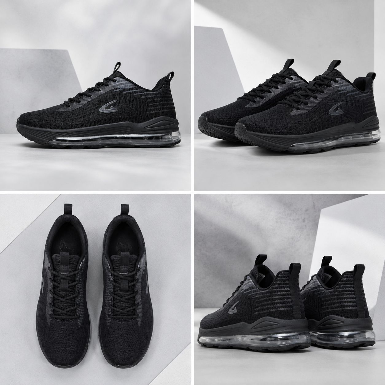 Men’s Air-Cushioned Athletic Sneakers – Black