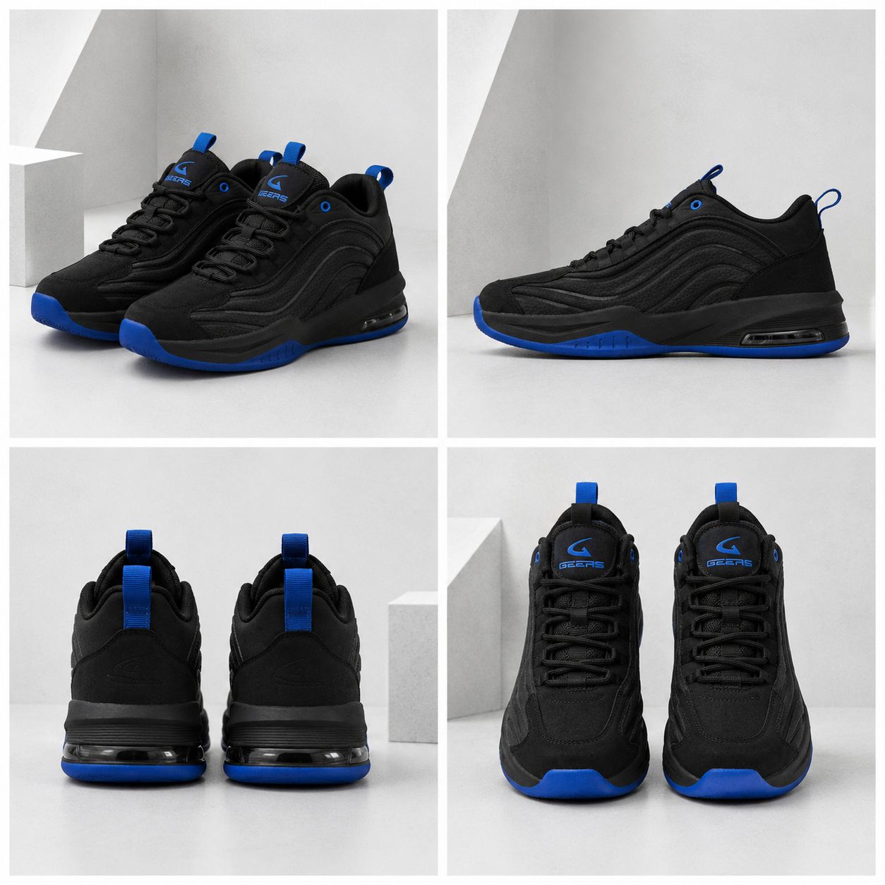 Men’s Air-Cushioned Basketball Shoes – Black & Blue
