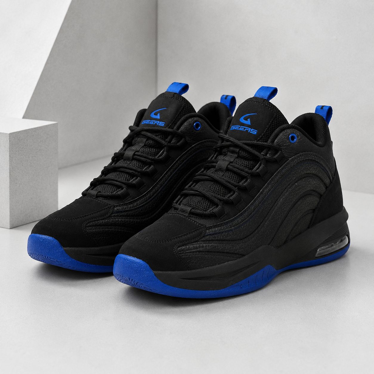 Men’s Air-Cushioned Basketball Shoes – Black & Blue