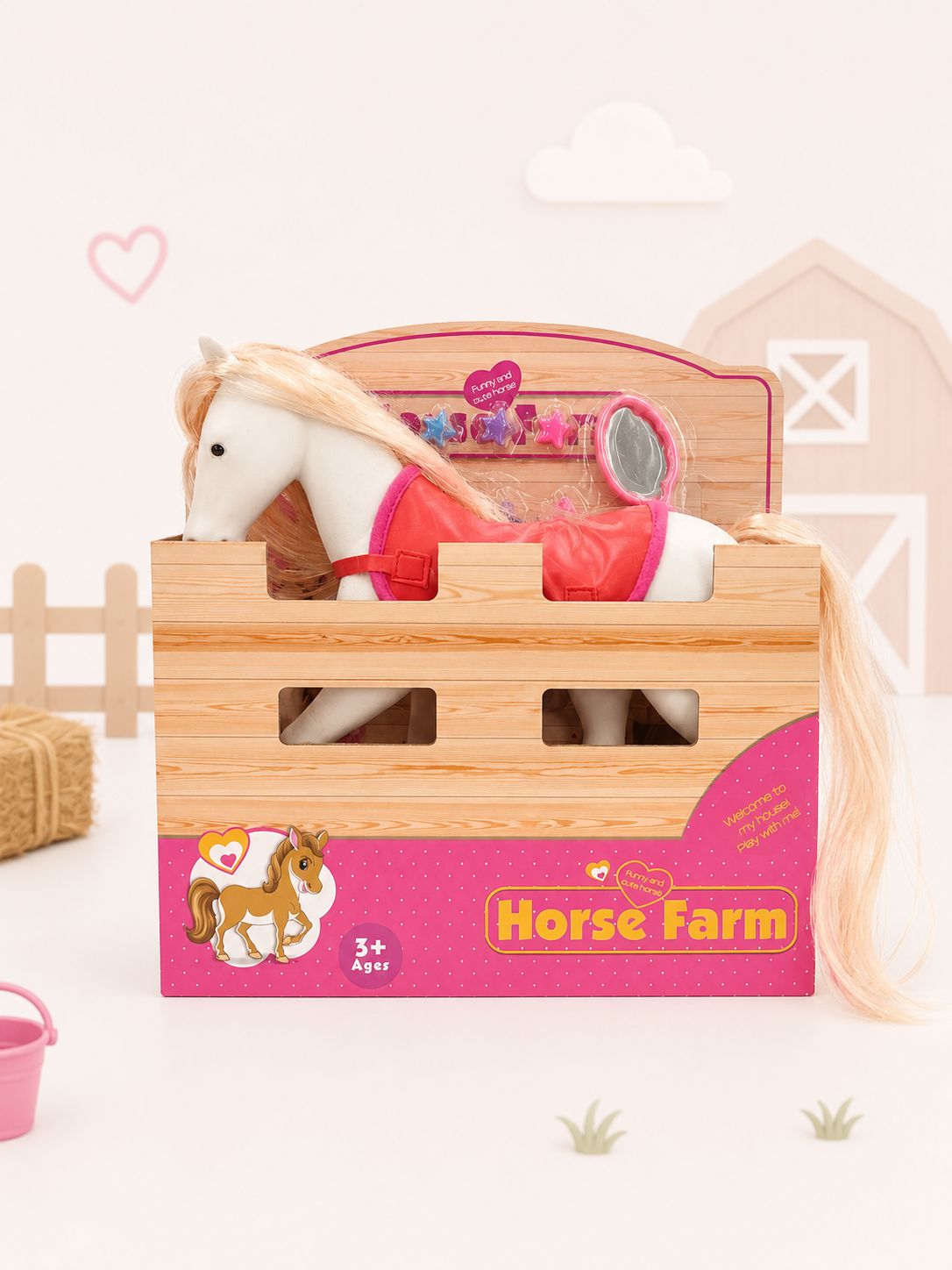 Horse Farm Playset with Grooming Accessories