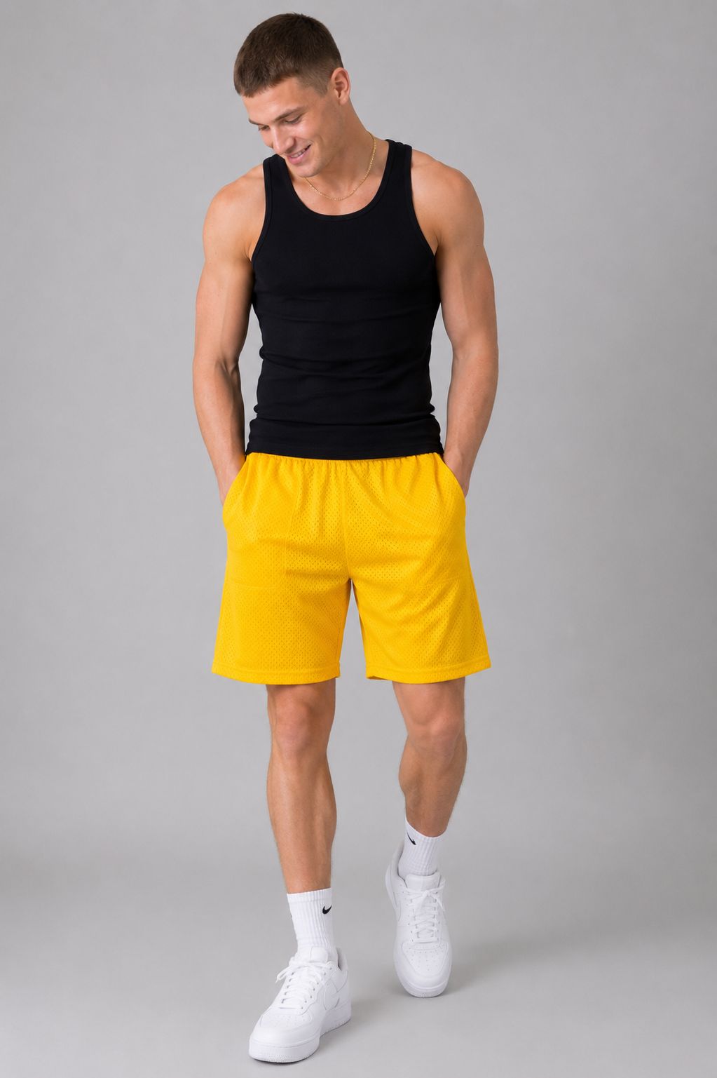 Hill Adult Mesh Sports Shorts – Yellow