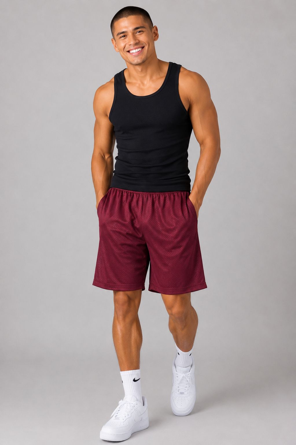 Hill Adult Mesh Sports Shorts – Burgundy