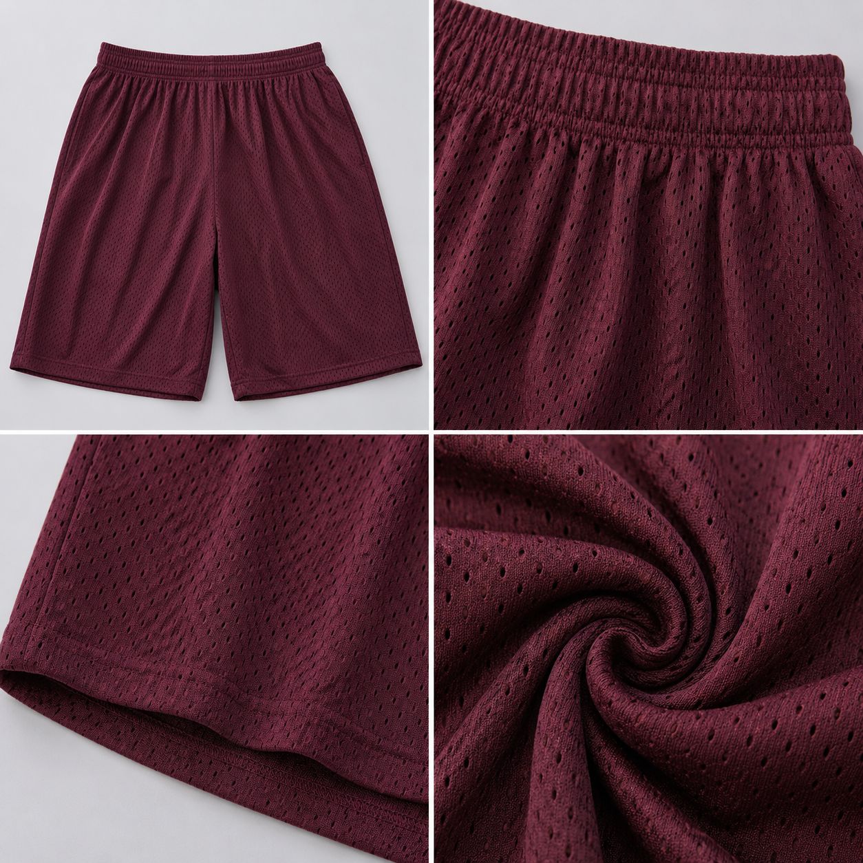 Hill Adult Mesh Sports Shorts – Burgundy