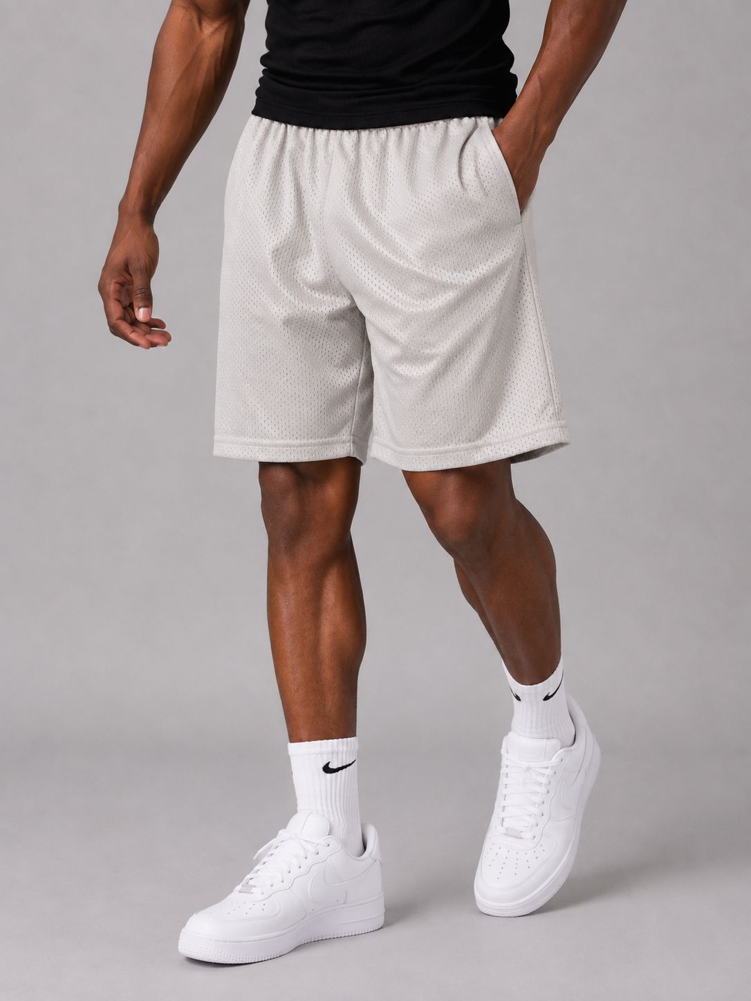 Hill Adult Mesh Sports Shorts – Heather Grey