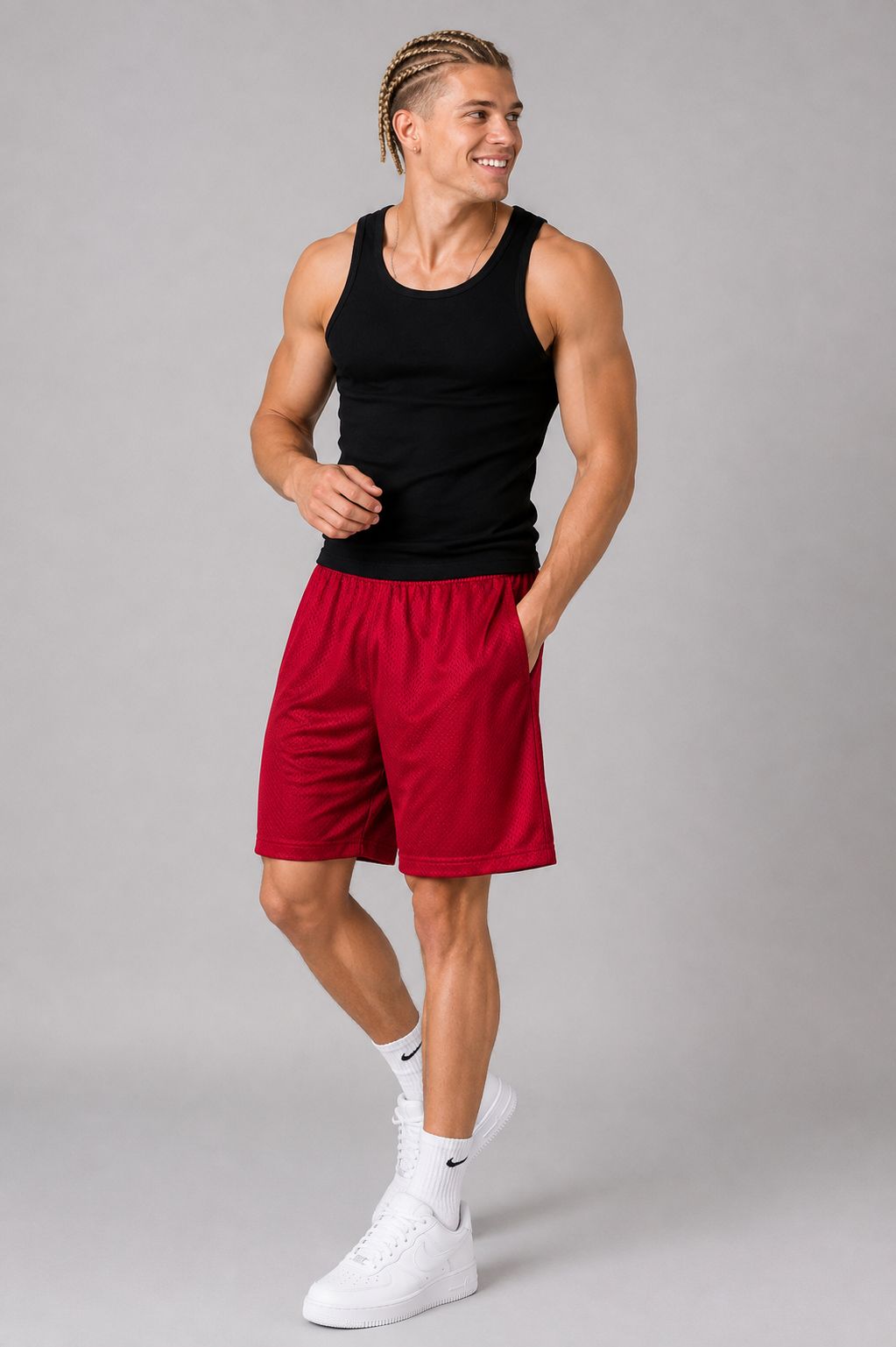 Hill Adult Mesh Sports Shorts – Red