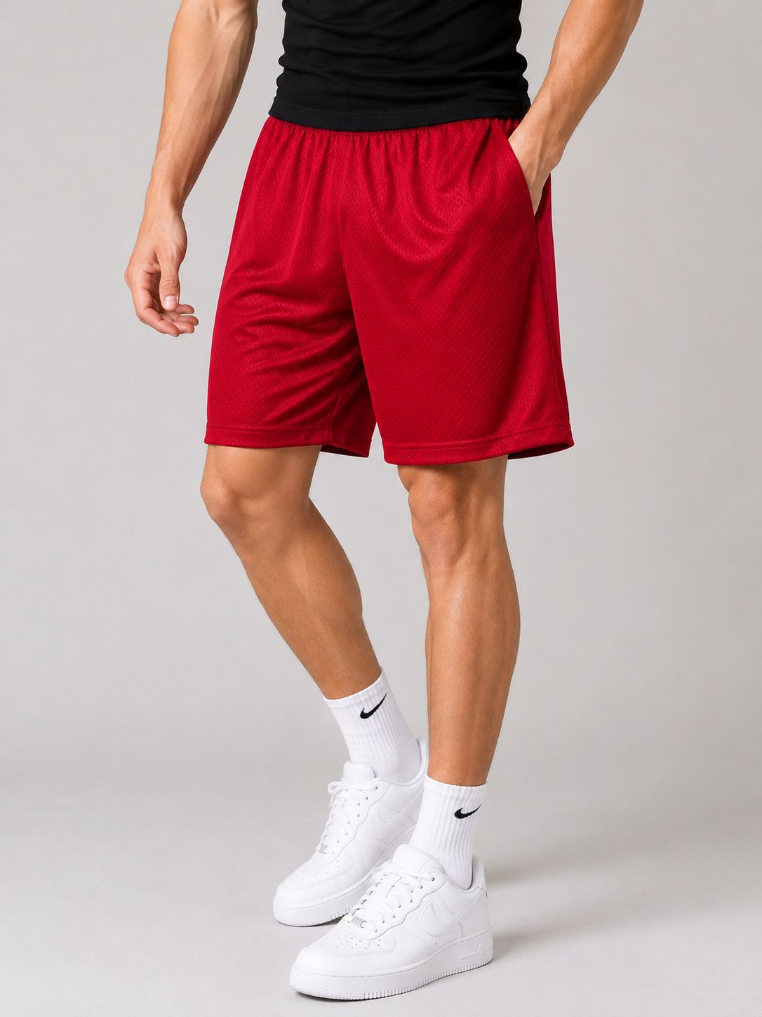 Hill Adult Mesh Sports Shorts – Red