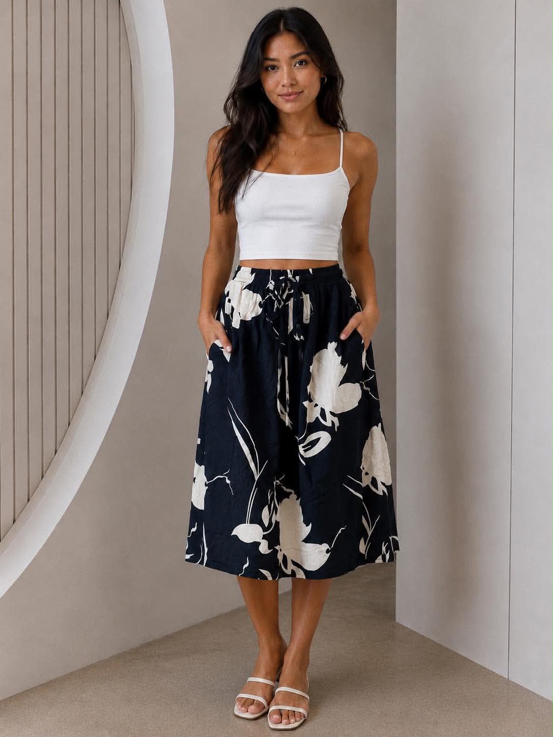 Ladies Bali Print Drawstring Short Skirt – Free Size
