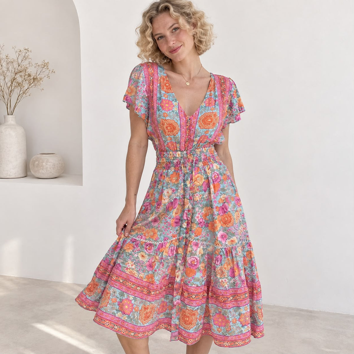 Meadow Bloom Midi Dress