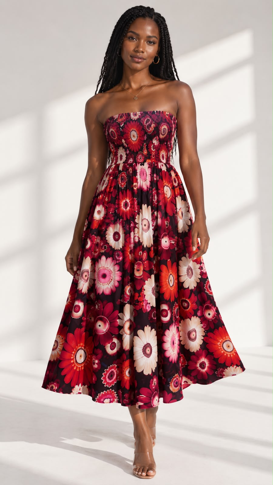 Ruby Blossom Strapless Maxi Dress