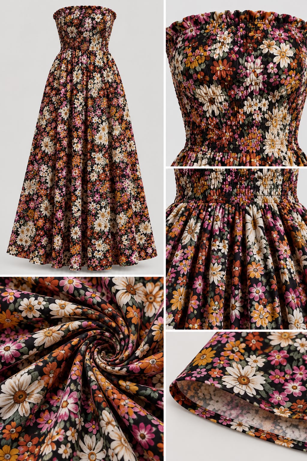 Midnight Daisy Garden Maxi Dress