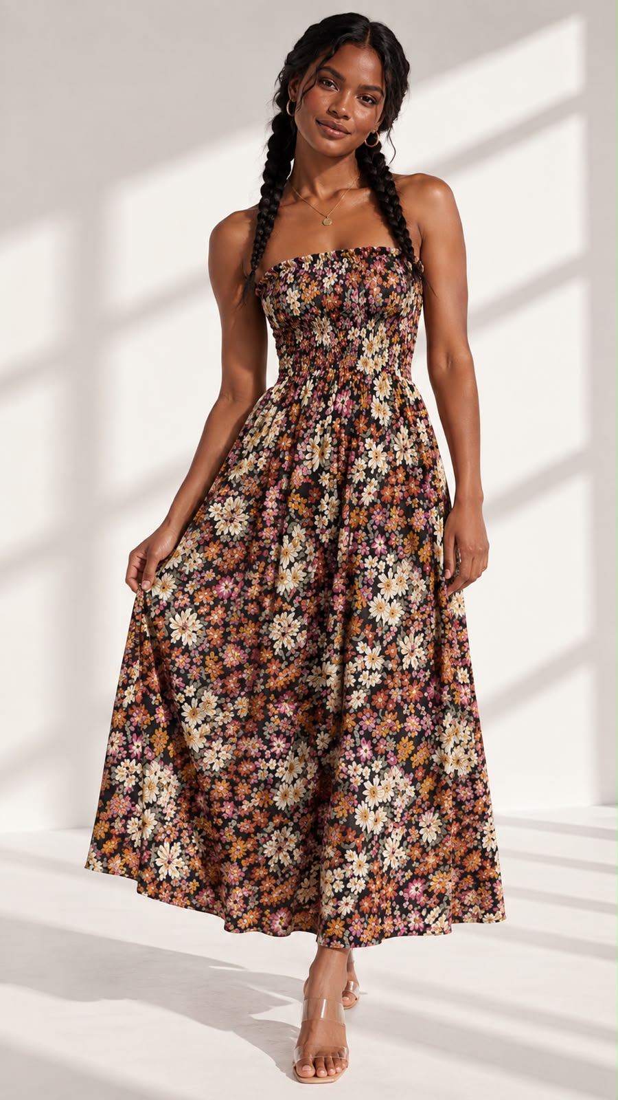 Midnight Daisy Garden Maxi Dress