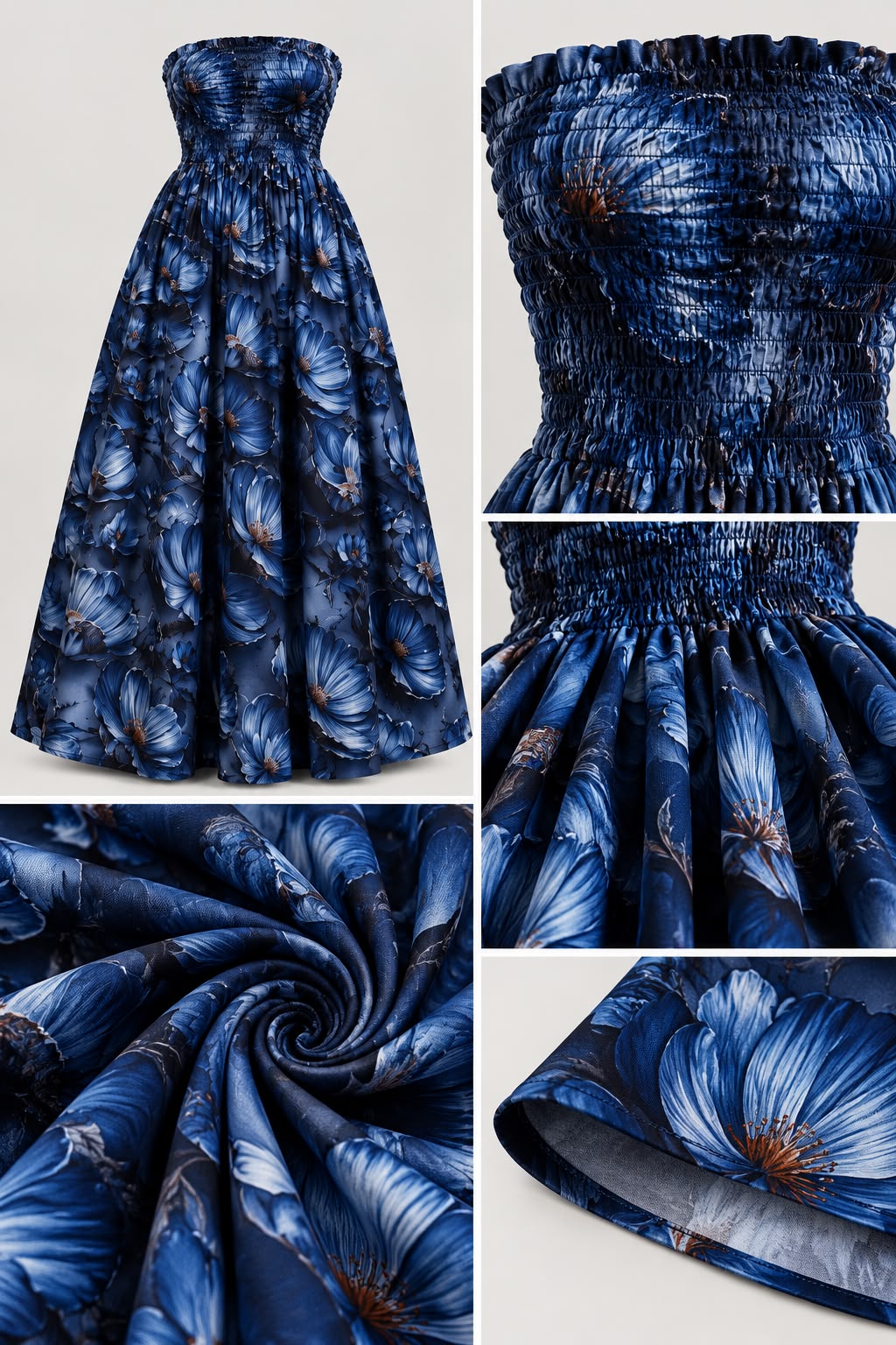 Midnight Blue Blossom Maxi Dress