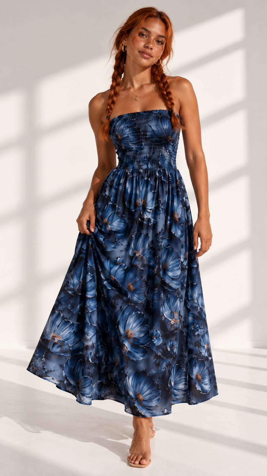 Midnight Blue Blossom Maxi Dress