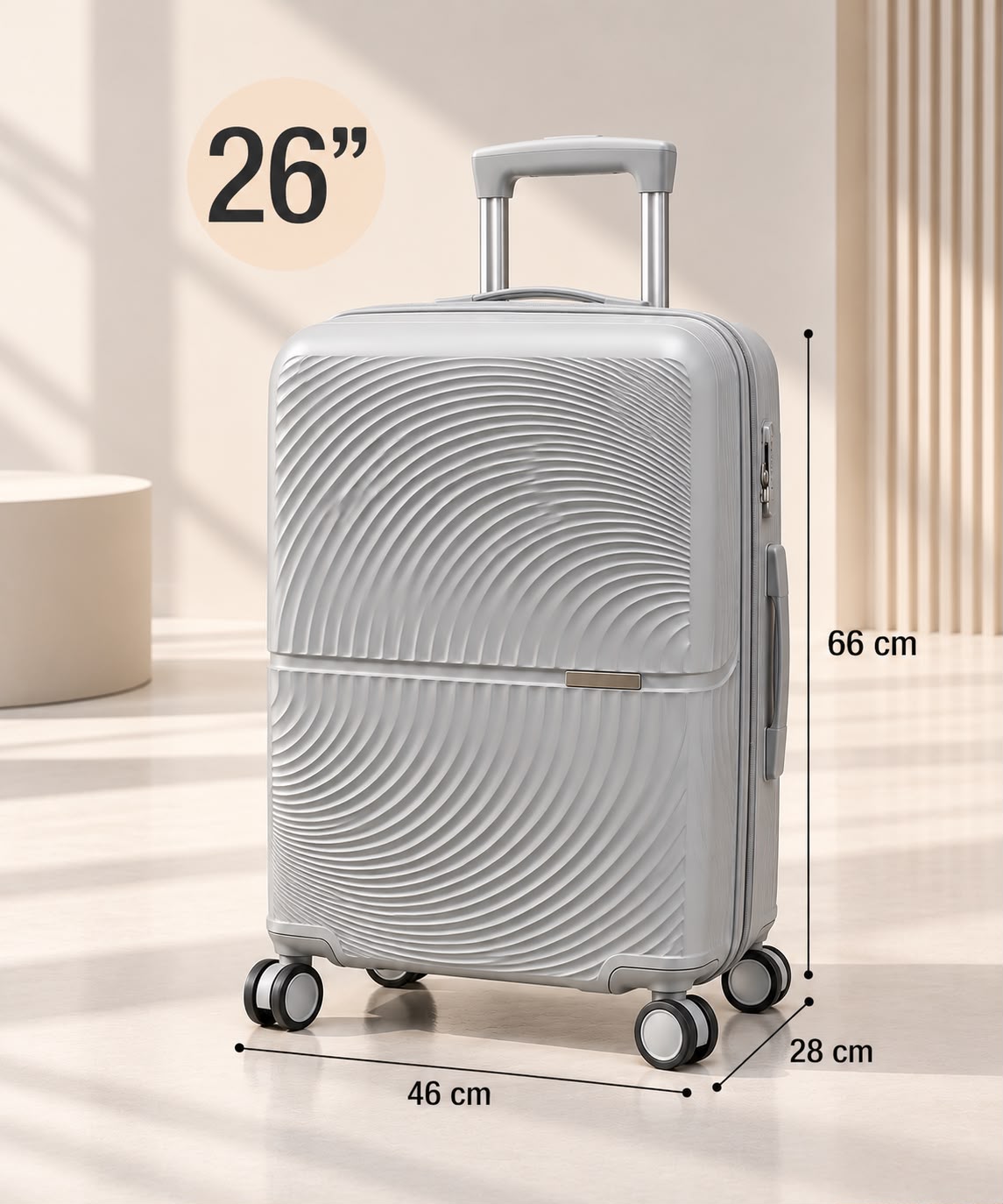 26-Inch Polypropylene Hard Shell Suitcase