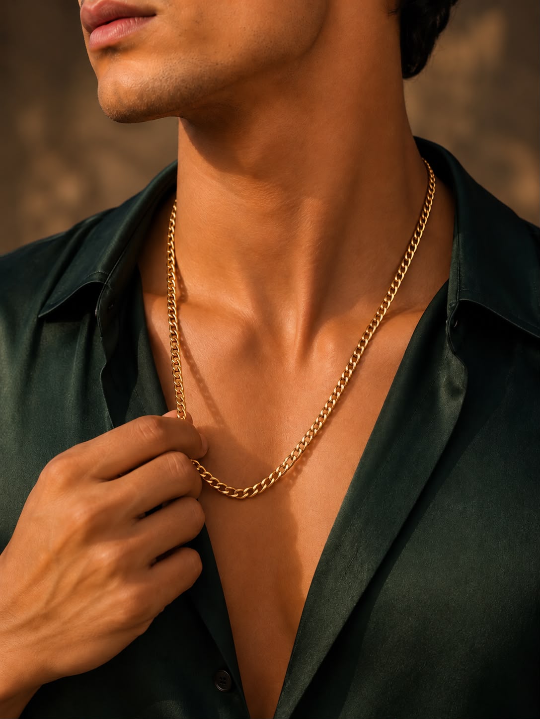 Gold-Tone Slim Cuban Chain Necklace