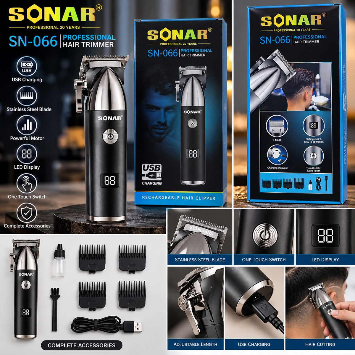 SONAR SN-066 Rechargeable Hair Clipper & Grooming Set
