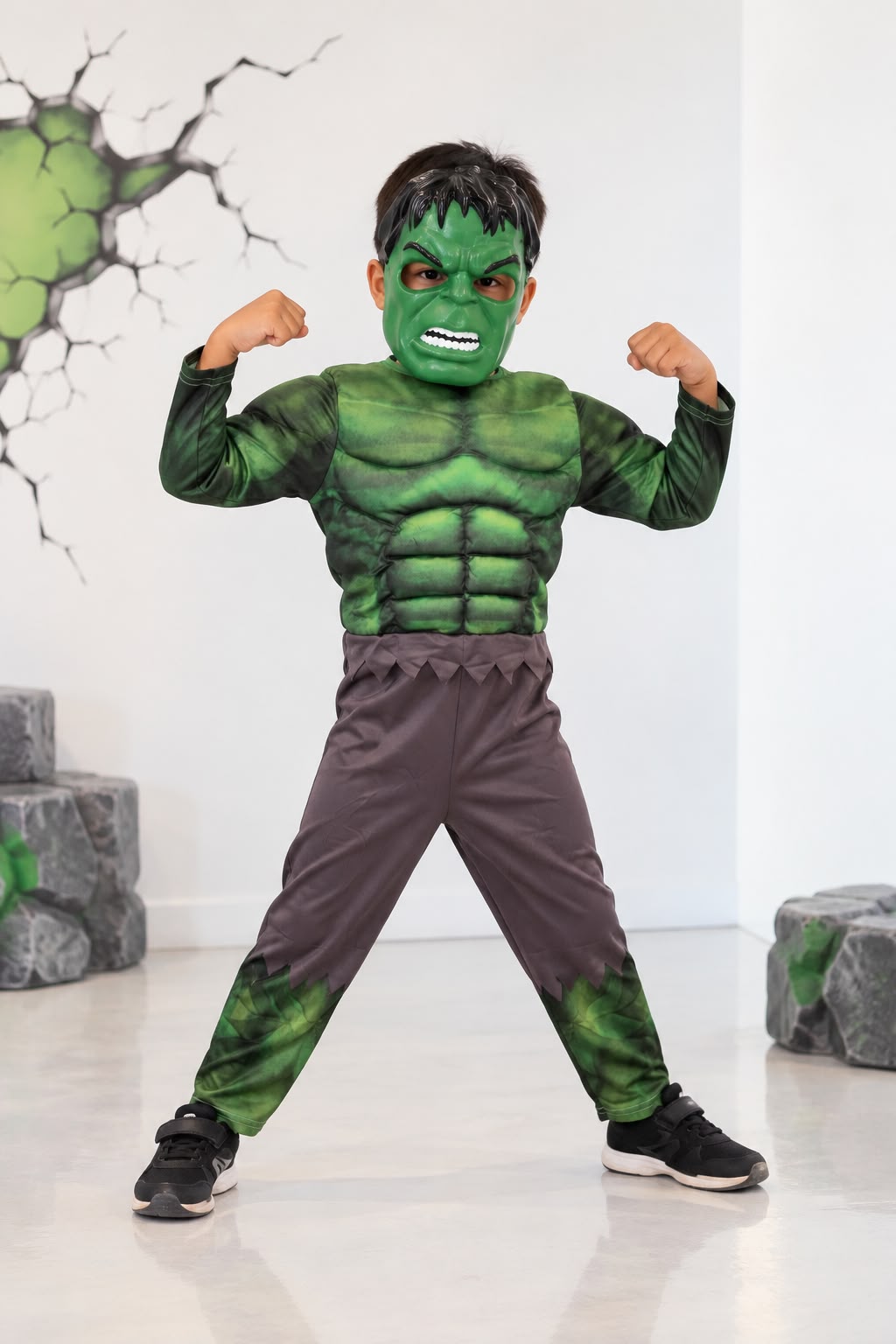 Kids’ Hulk Costume Set with Mask – Green & Purple