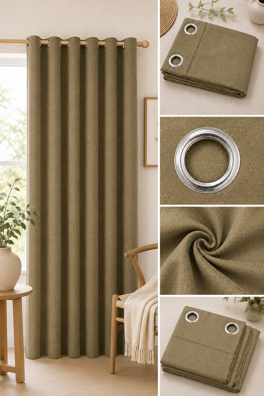 Green Polyester Eyelet Window Curtain – 140 x 150 cm