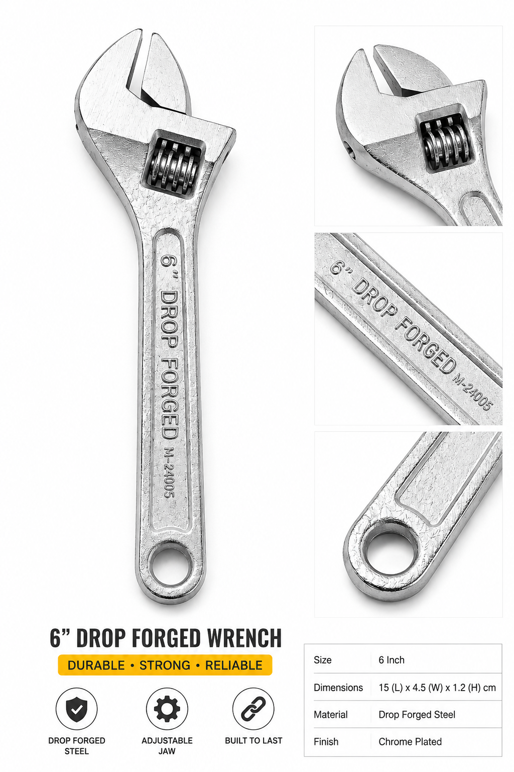 6" Drop Forged Adjustable Wrench