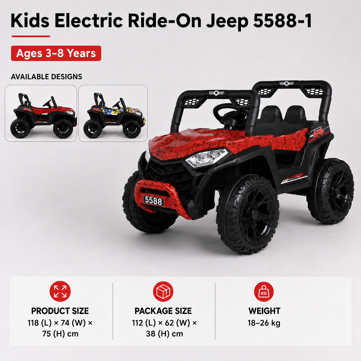 Kids Electric Ride-On Jeep - Ages 3–8