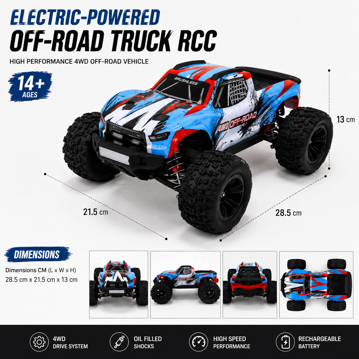 Electric-Powered Off-Road Truck RCC | 1:16 4WD High-Performance RC Truck