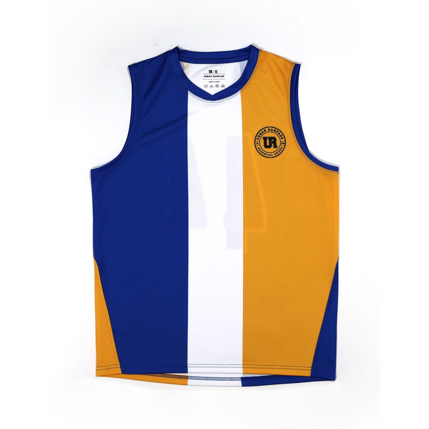 AFL 2 44 jersey in blue, white, and yellow striped design 