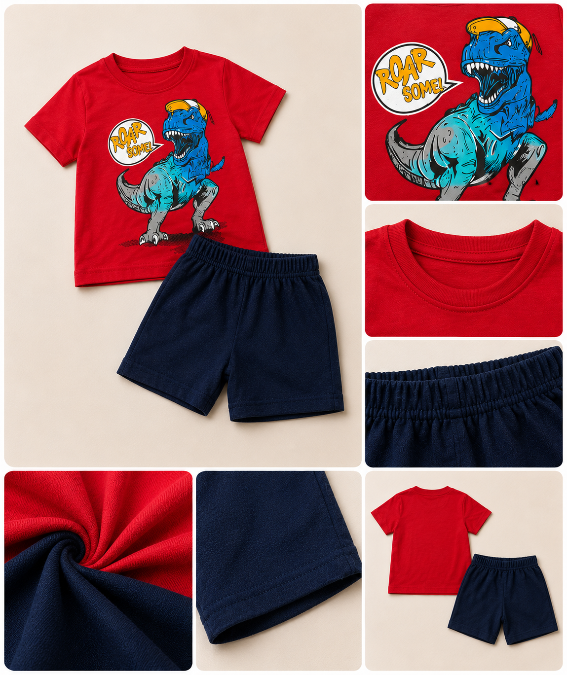 Boys Dinosaur Print Short Set