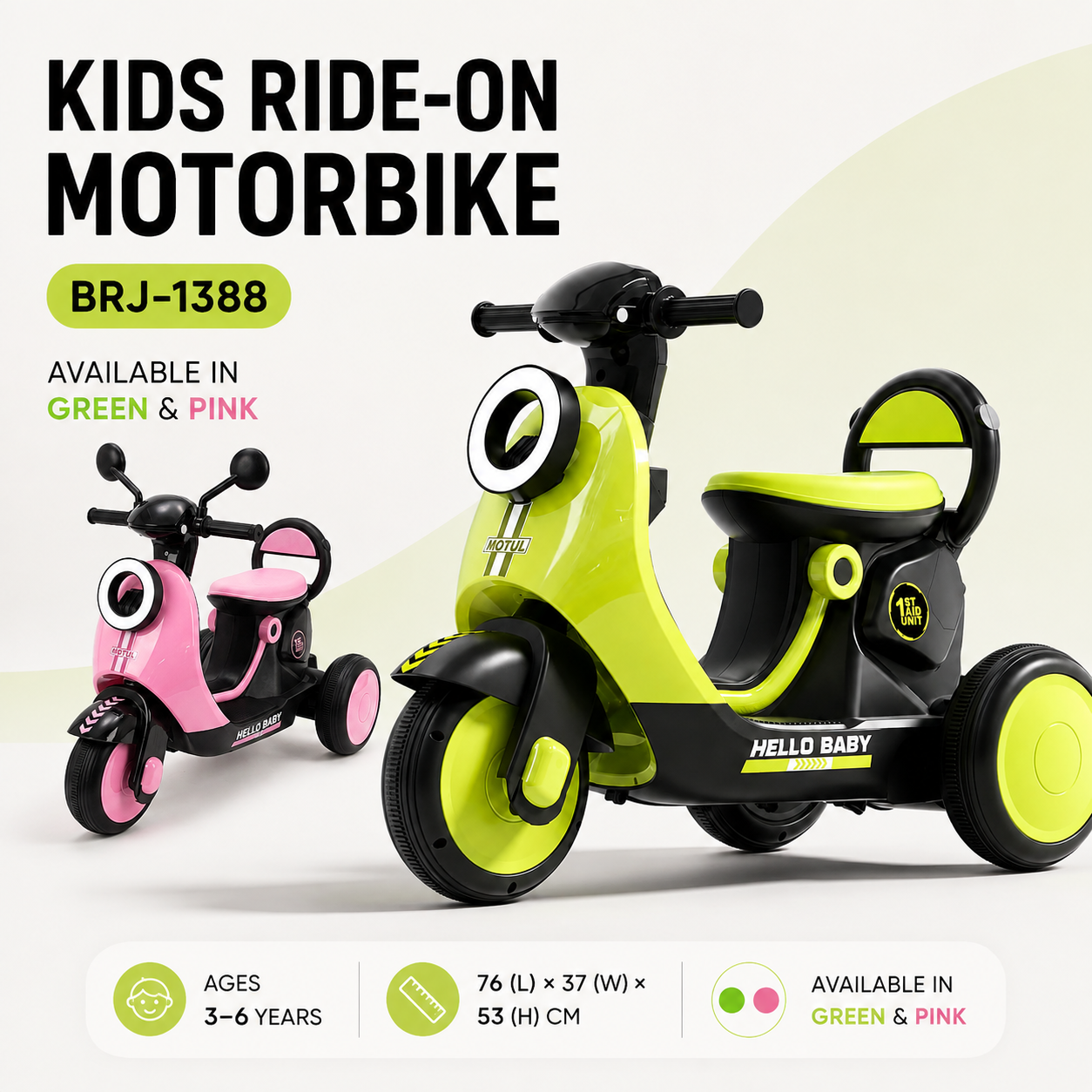 Kids Ride-On Motorbike BRJ-1388 – Ages 3–6