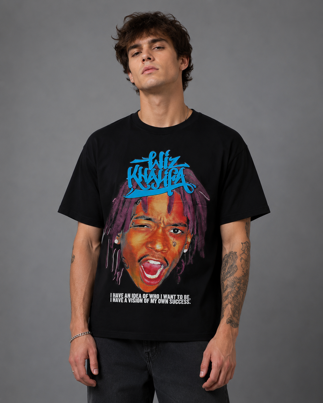 Men's Wiz Khalifa Graphic T-Shirt | Men's Streetwear Tee - Black