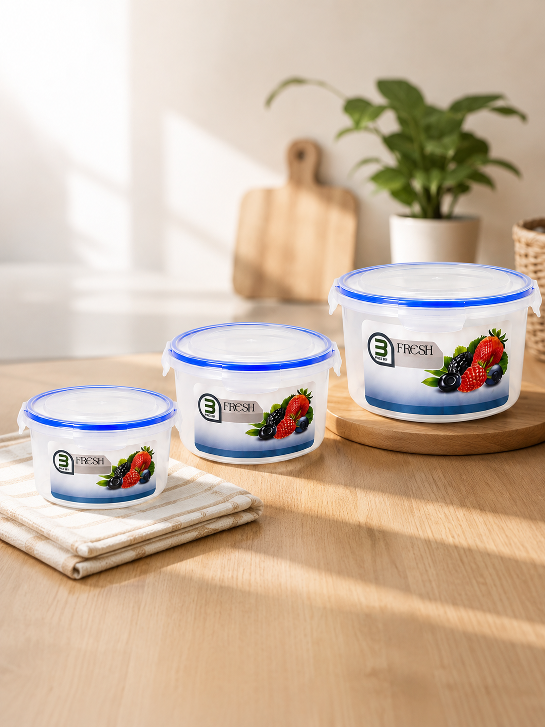 3-Piece Round Plastic Food Storage Container Set – 2179019