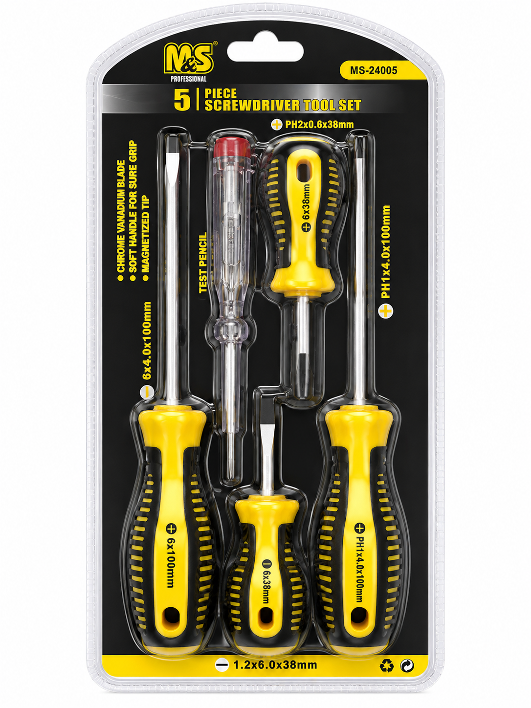 M&S Professional 5-Piece Screwdriver Tool Set – MS-24005