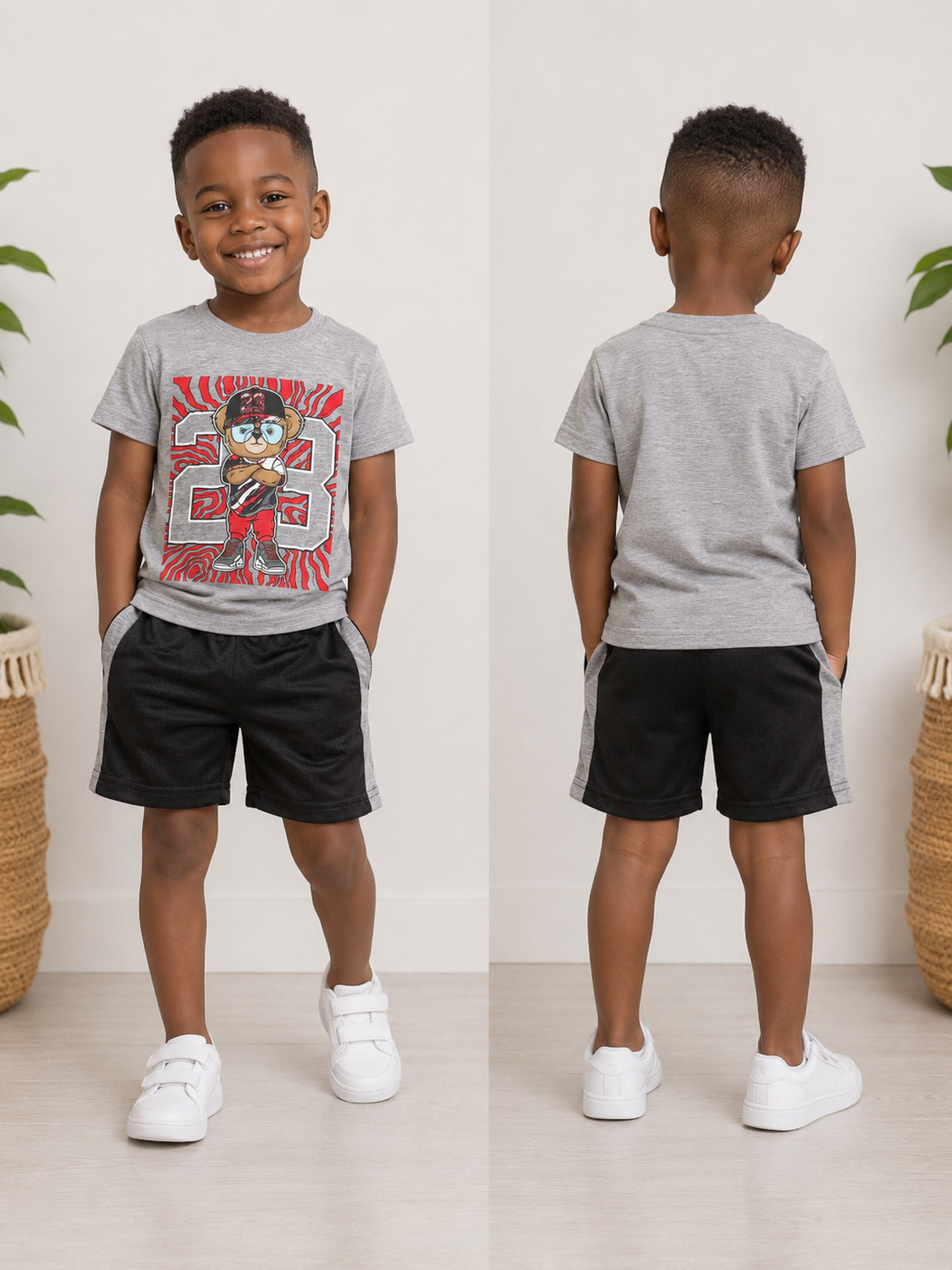 Toddler Boys Drip Smiley Graphic Outfit Set