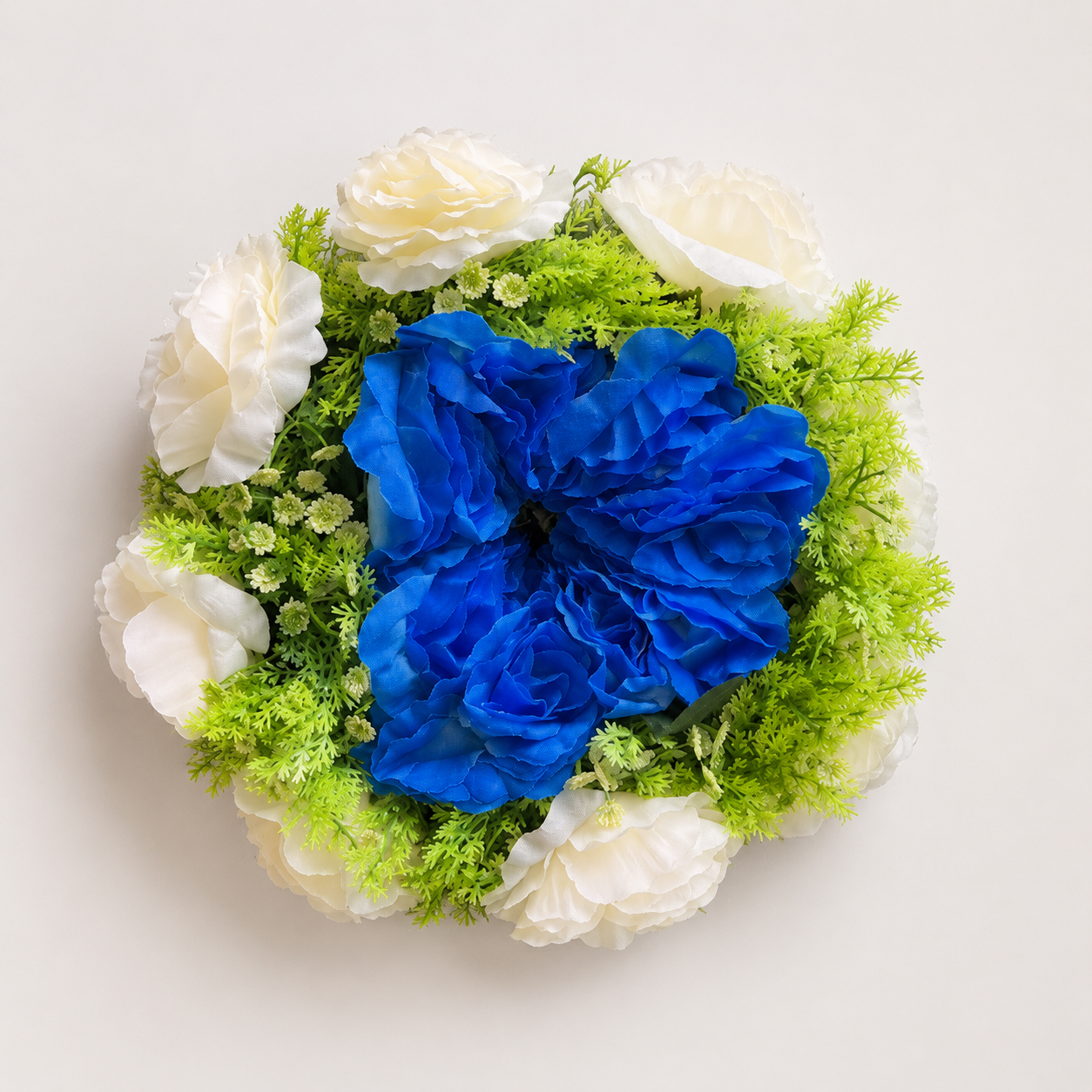 Small Deluxe Blue & White Artificial Flower Ring