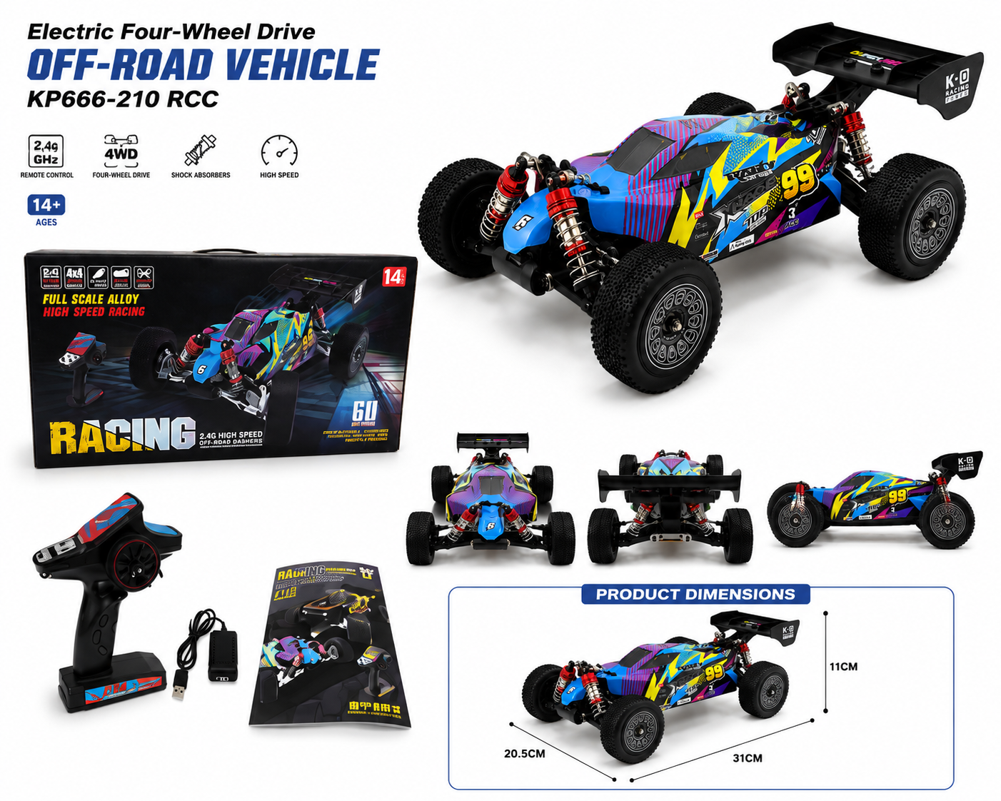 Electric Four-Wheel Drive Off-Road Vehicle KP666-210 RCC
