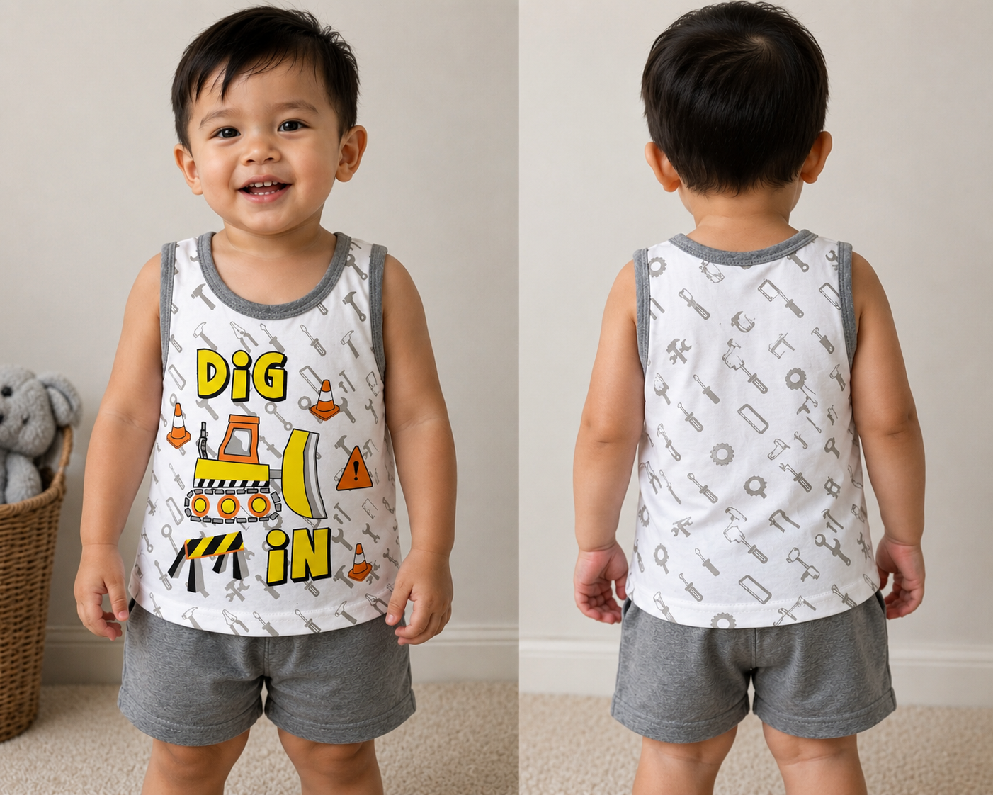Toddler Boys Printed Cotton Singlet Collection | 12–24 Months