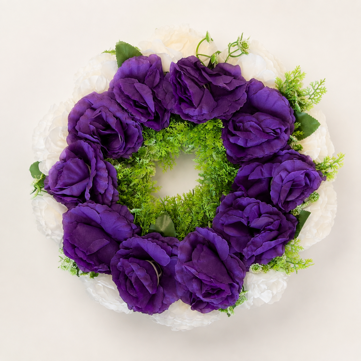 Medium Purple & White Artificial Flower Ring – 36cm