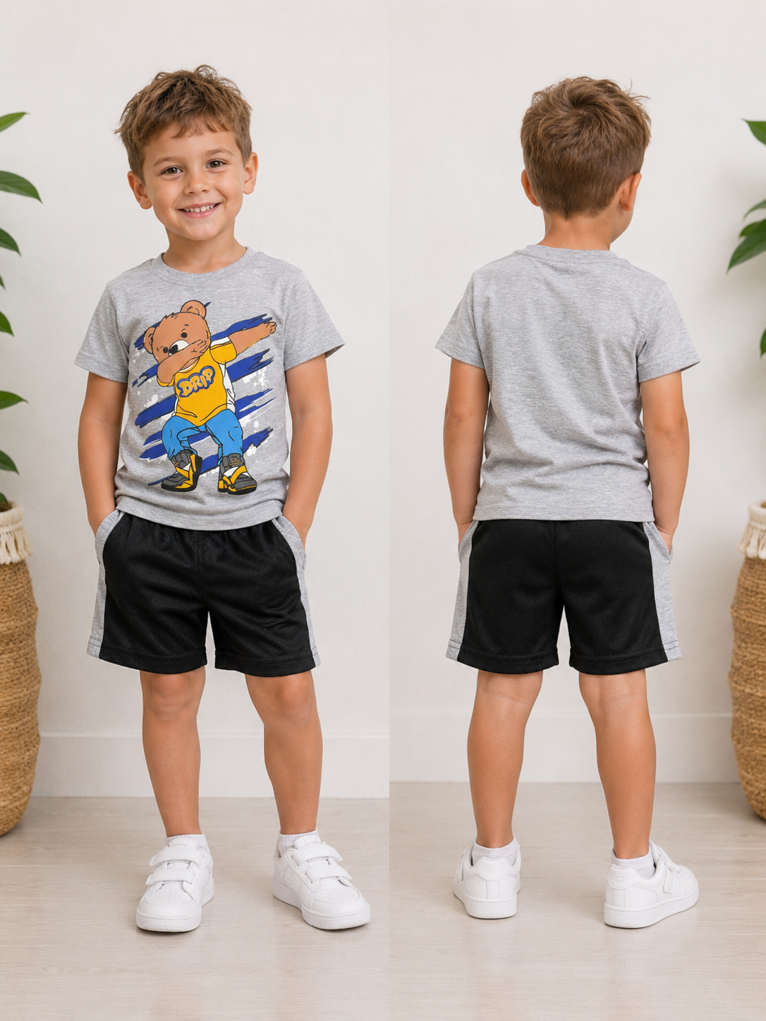 Toddler Boys Drip Smiley Graphic Outfit Set