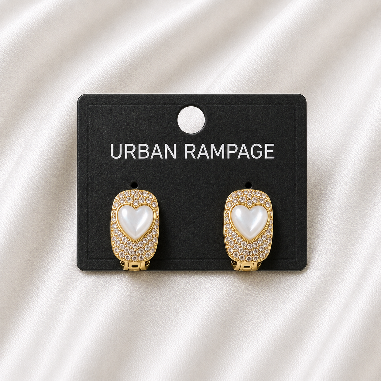 Pearl Heart Crystal Gold-Tone Earrings