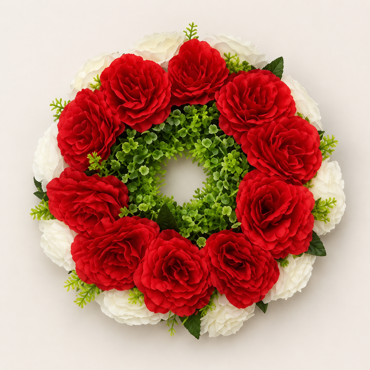 Medium Red & White Artificial Flower Ring