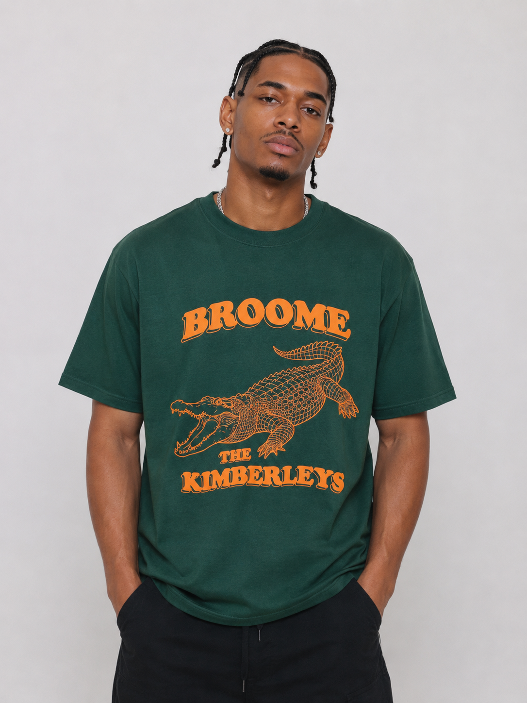 Broome Kimberley Crocodile Graphic T-Shirt – Forest Green