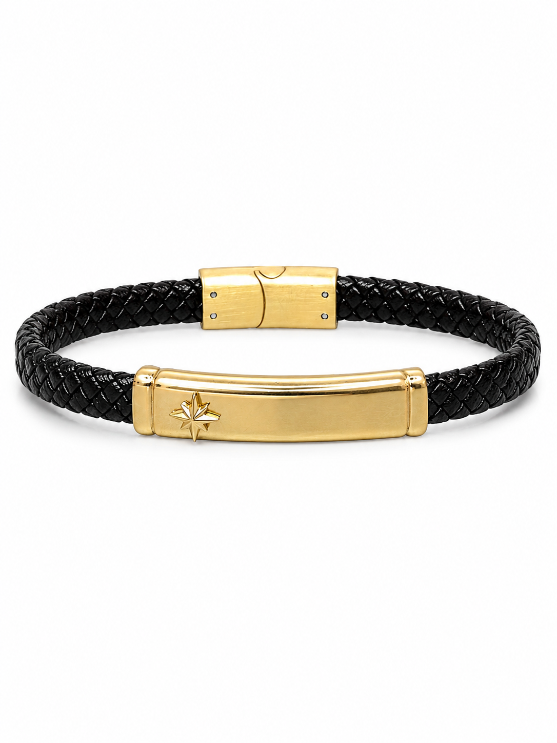 Men's Braided Leather Style Bracelet Set – Gold & Silver Plate