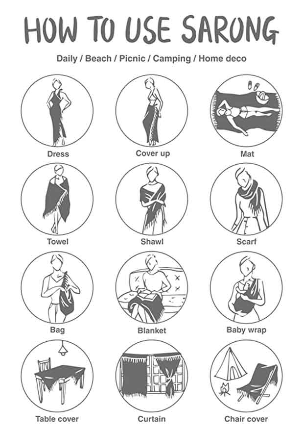 Ladies Printed Sarong – 170 × 120 cm