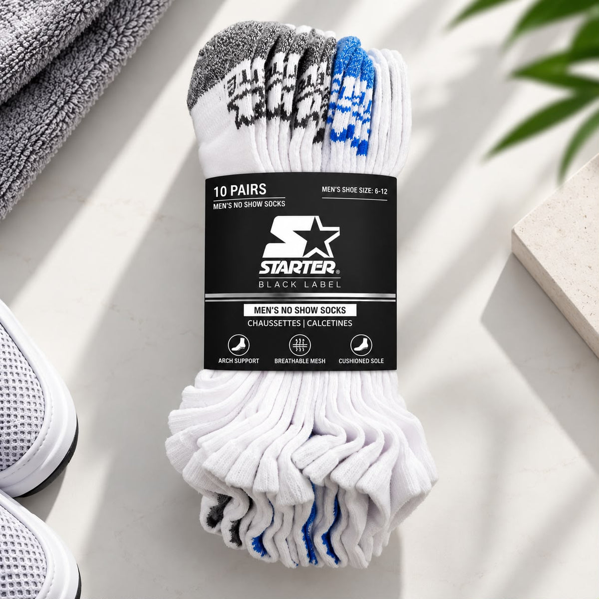 Men’s Sports No-Show Socks – 10 Pack | Size 6-12