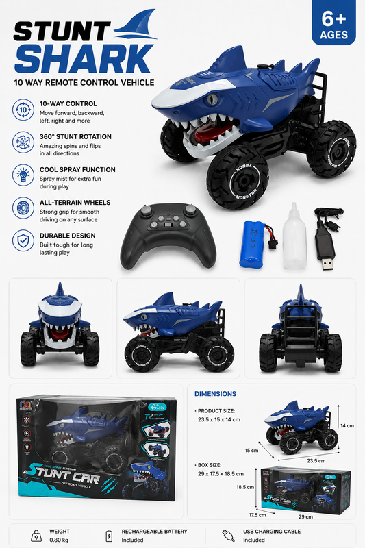 Stunt Shark 10-Way Remote Control Monster Truck (6+)